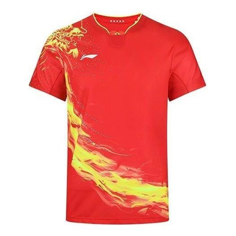 Li-Ning Fast-Dry Table Tennis Dragon T-Shirt 'Red Yellow' AAYR357-1 - 1