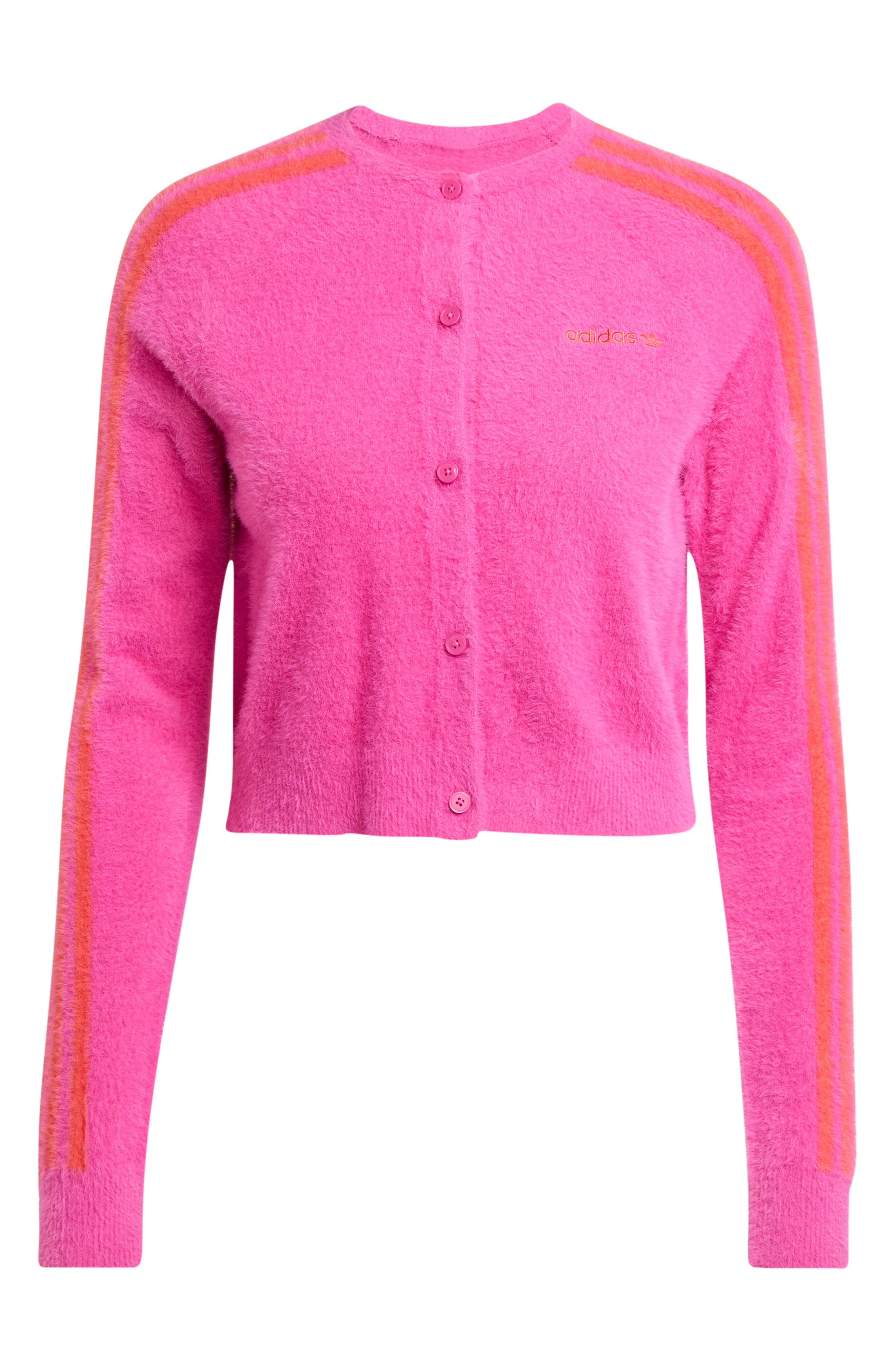 adidas Fluffy Cardigan in Semi Lucid Fuchsia at Nordstrom - 4