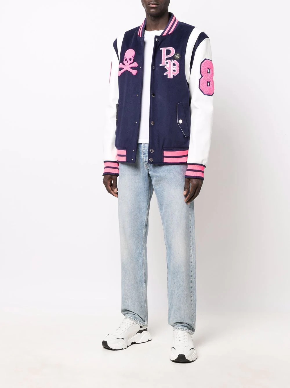 embroidered-logo varsity jacket - 2