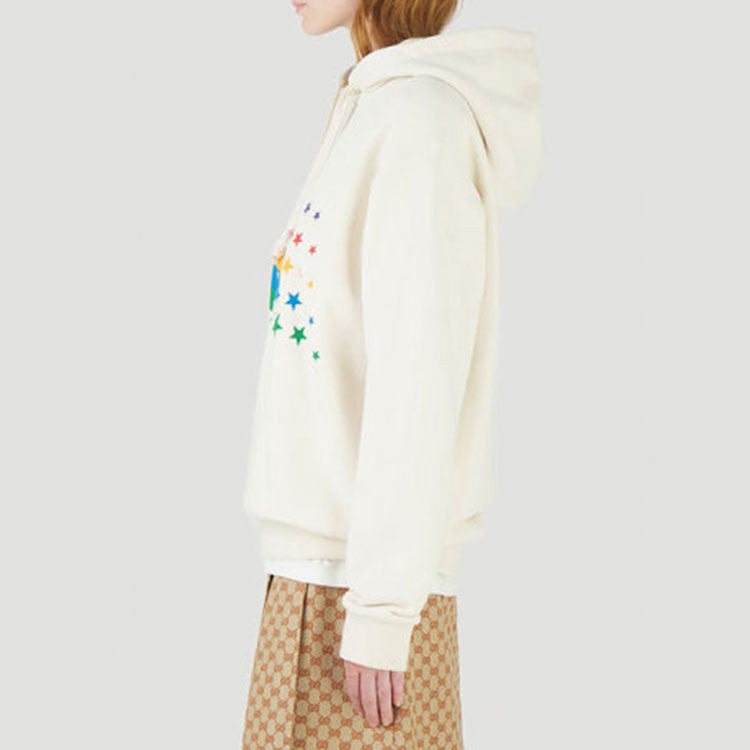 (WMNS) Gucci Rainbow Star Hoodie 'Beige' 615061-XJDF7-9230 - 5