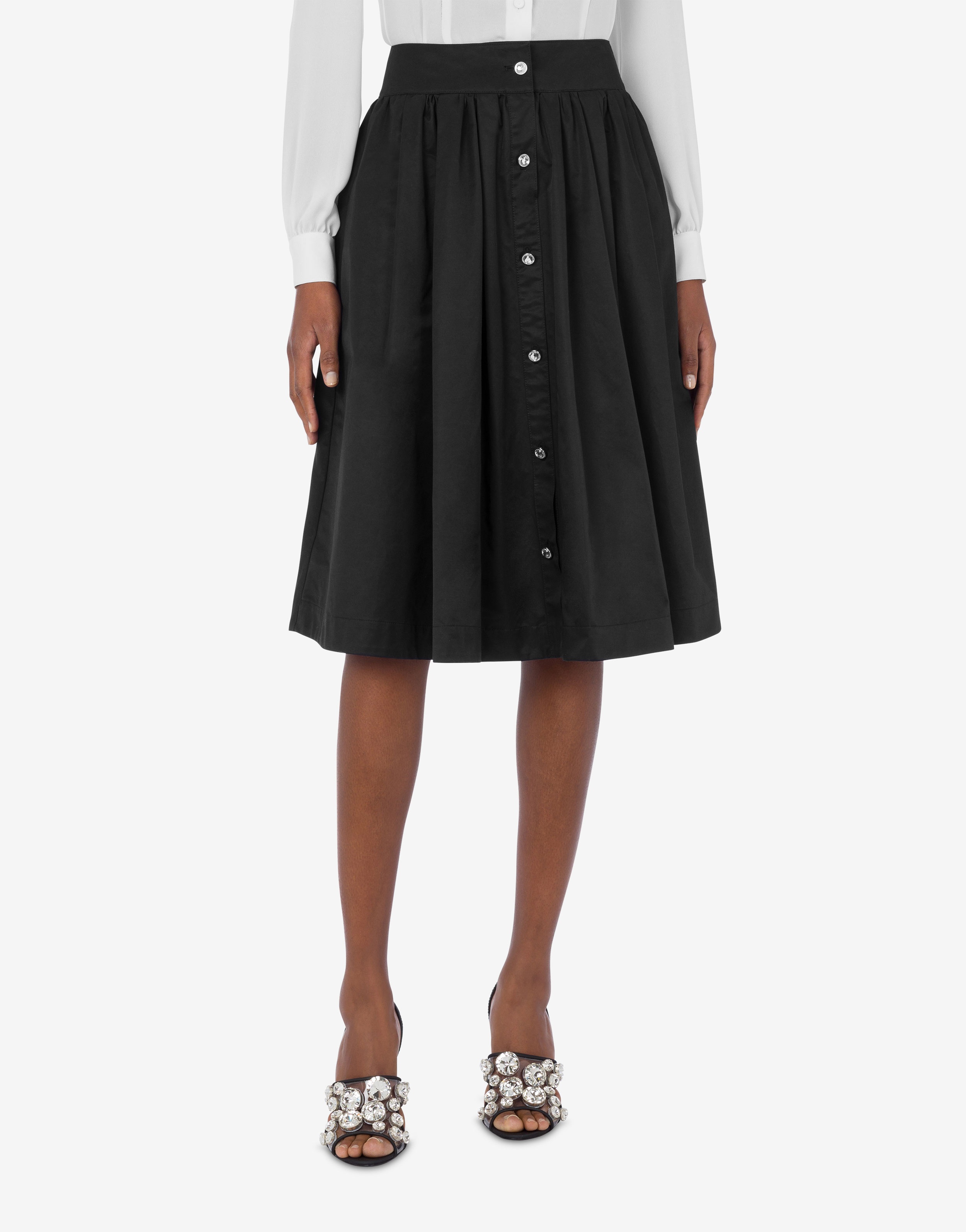 JEWELED BUTTONS POPLIN SKIRT - 2