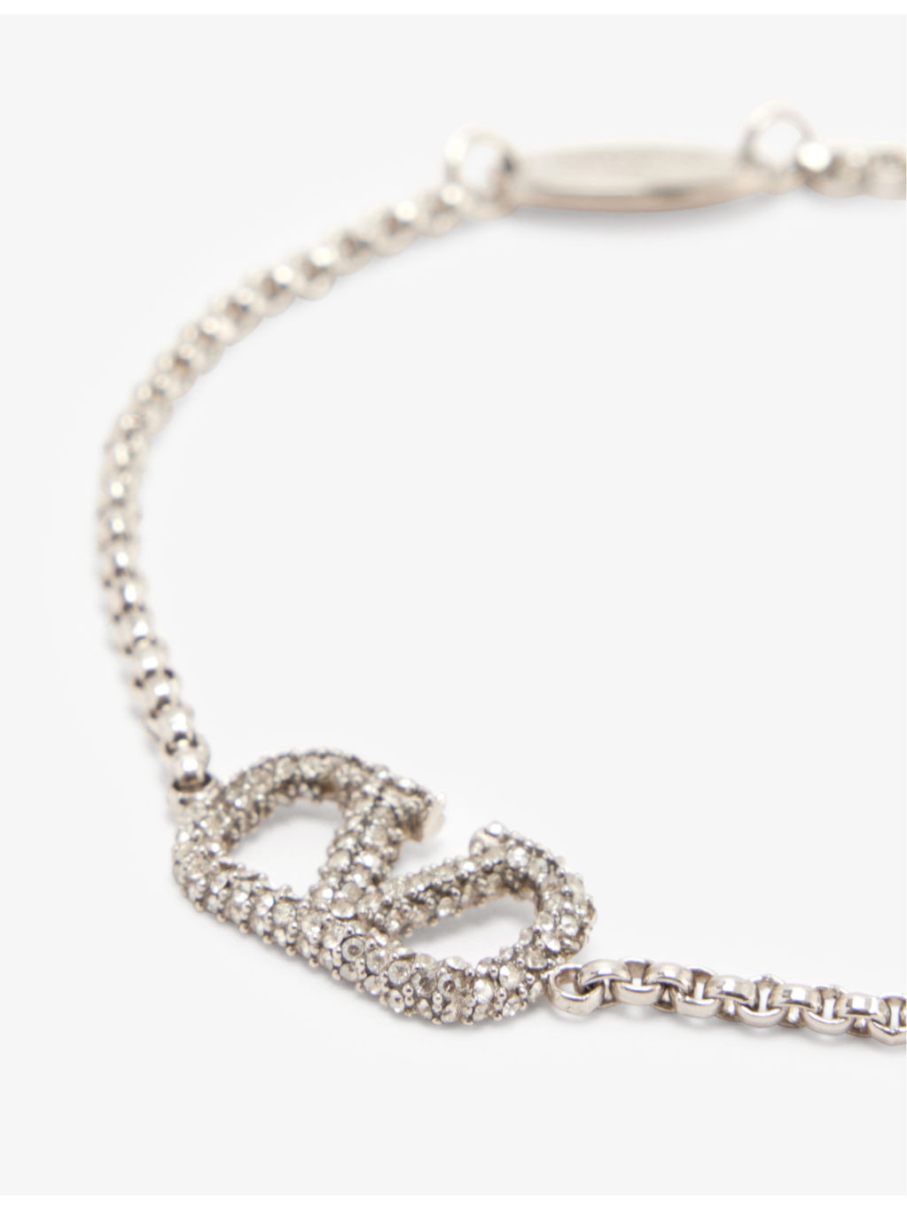 VLOGO logo-plaque crystal-embellished brass bracelet - 2