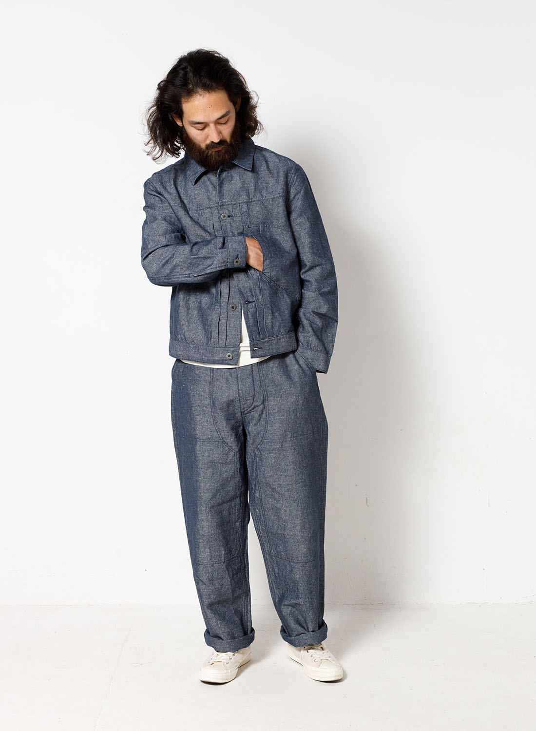 Japanese Type 1 Jacket Cotton Linen in Navy - 3