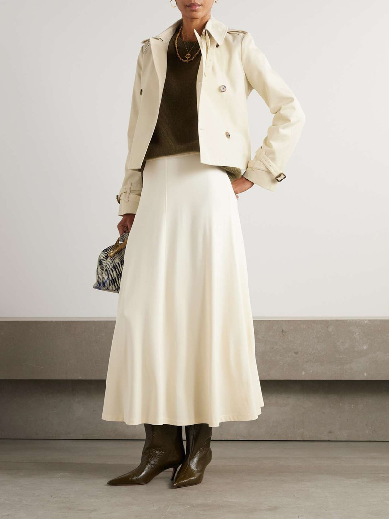 Burberry Double-breasted belted gabardine jacket Off-white outlook