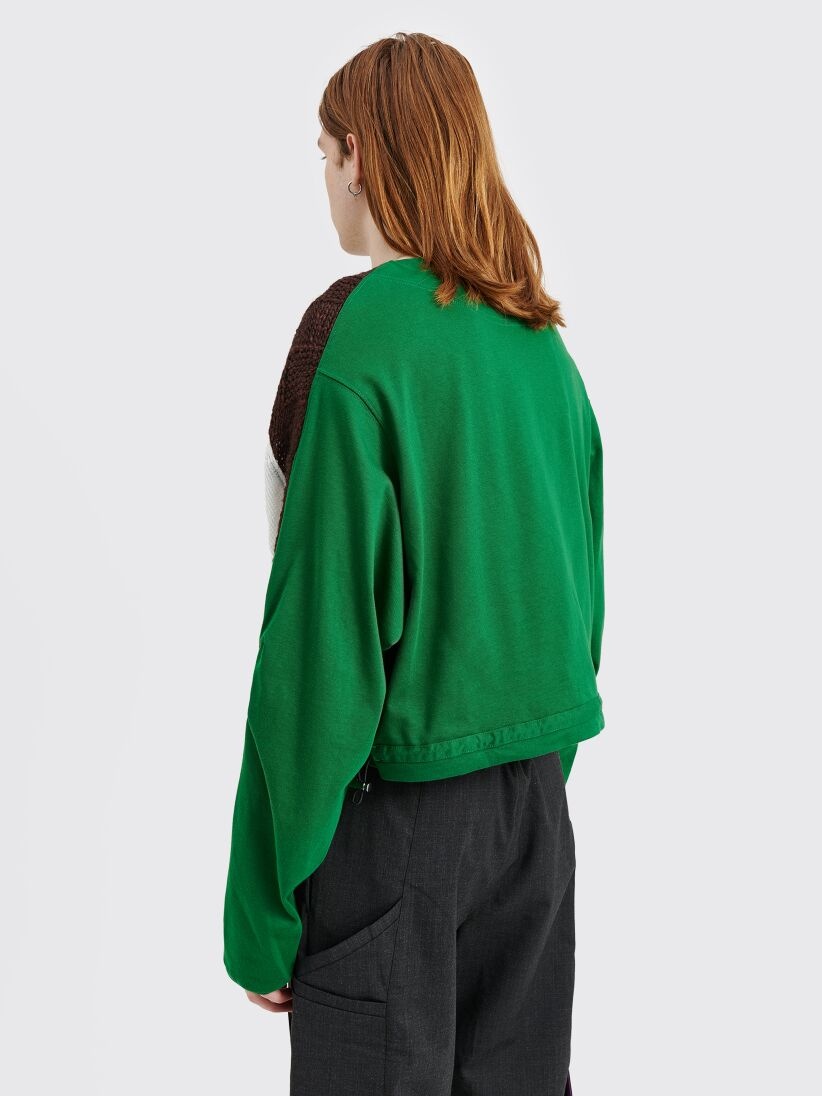 Kiko Kostadinov KIKO KOSTADINOV SOLON KNIT HYBRID LS TOP JERSEY HUNTER  GREEN / RUST | tresbien | REVERSIBLE