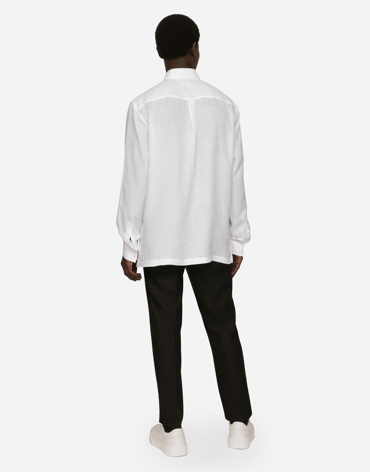 Linen pants with logo label - 3