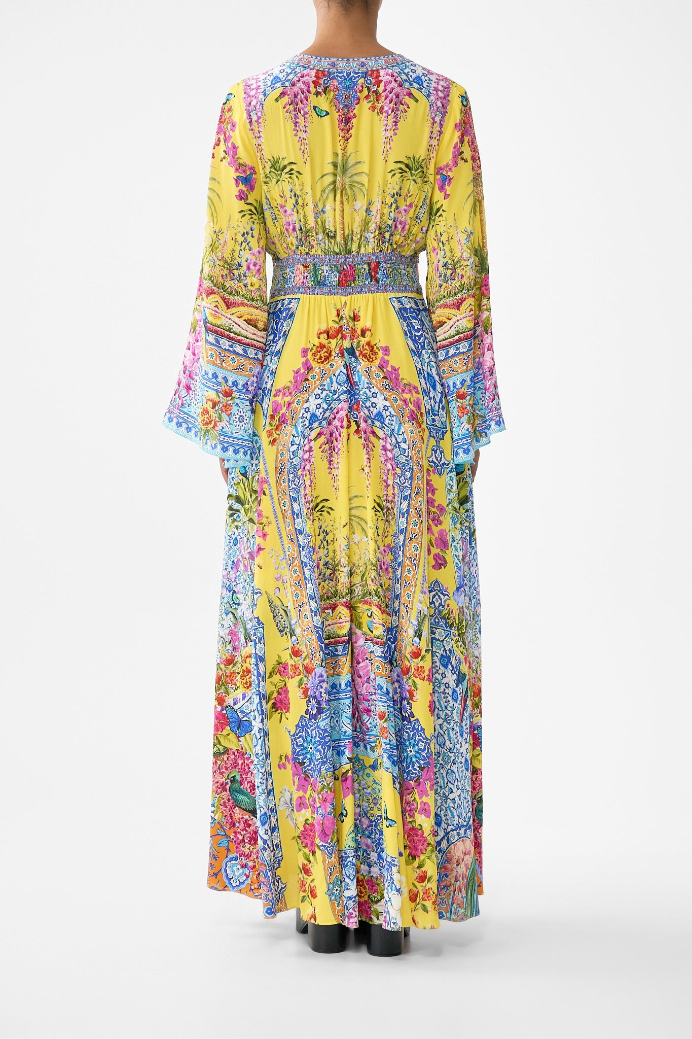 KIMONO SLEEVE DRESS WITH SHIRRING DETAIL - 3