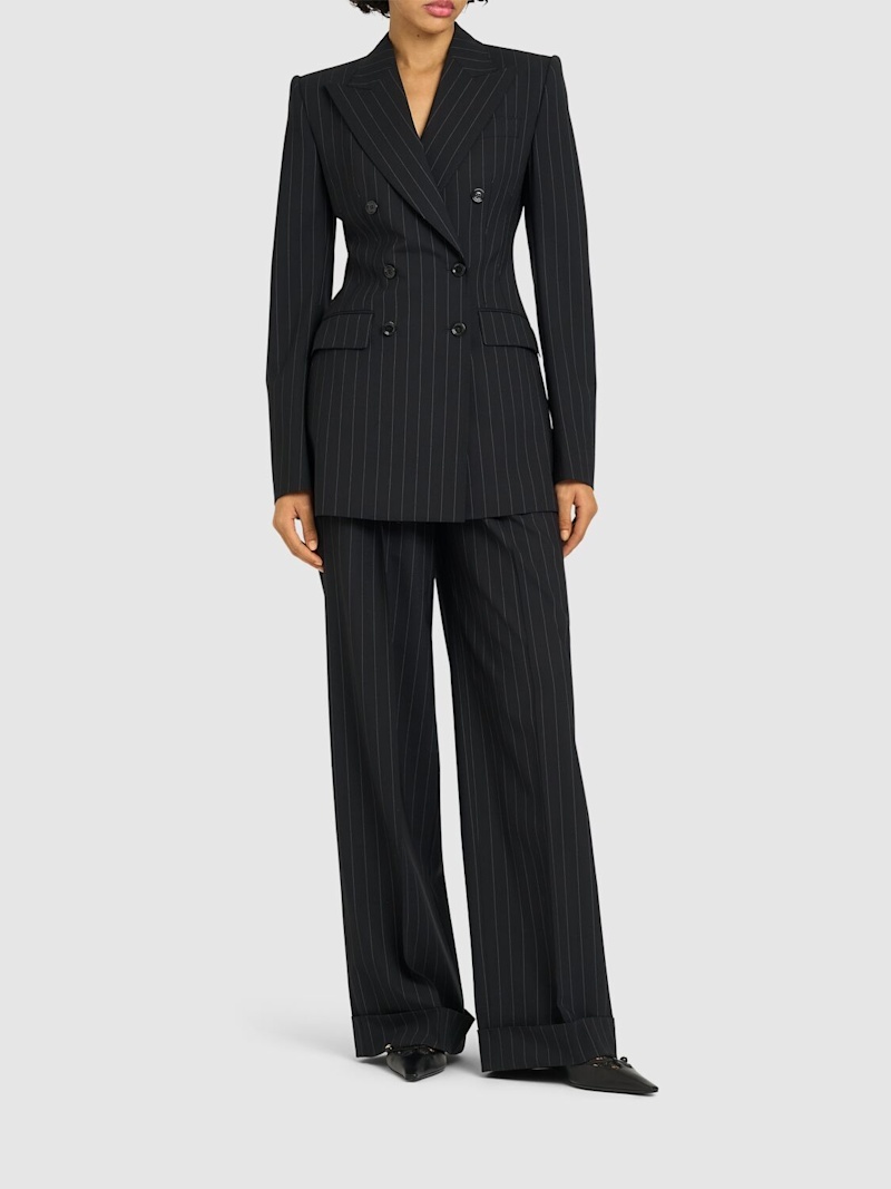 High waist pinstripe flared pants - 2