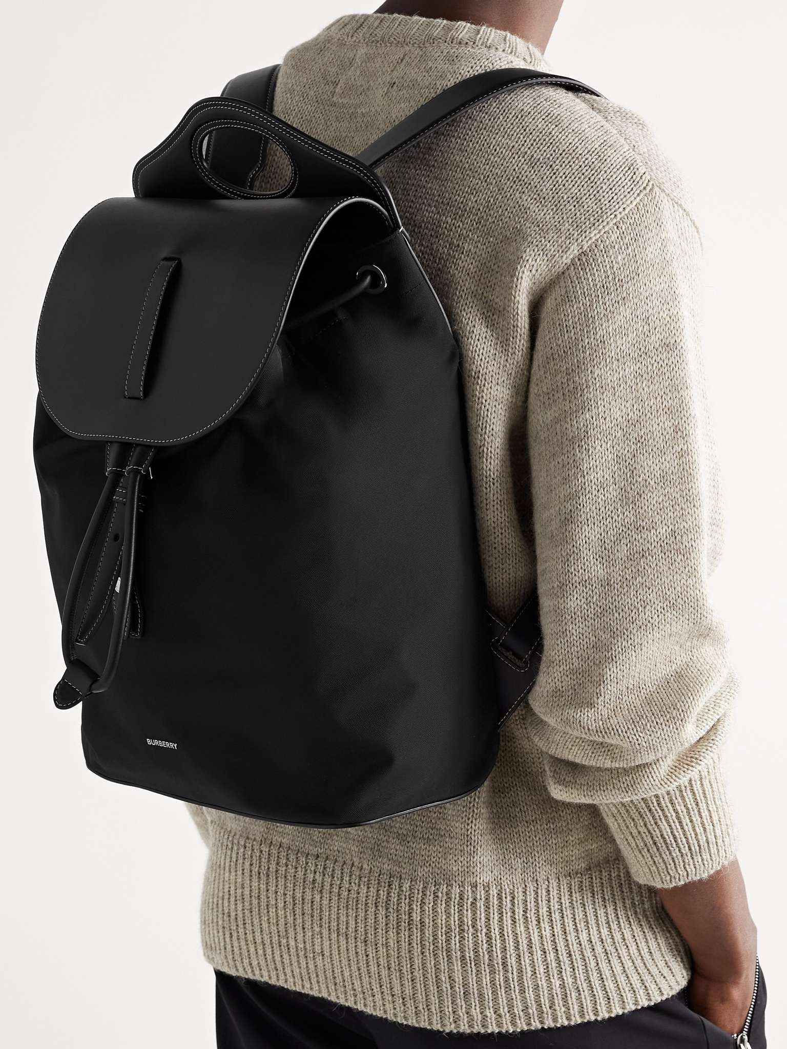 Leather and Nylon Backpack - 2