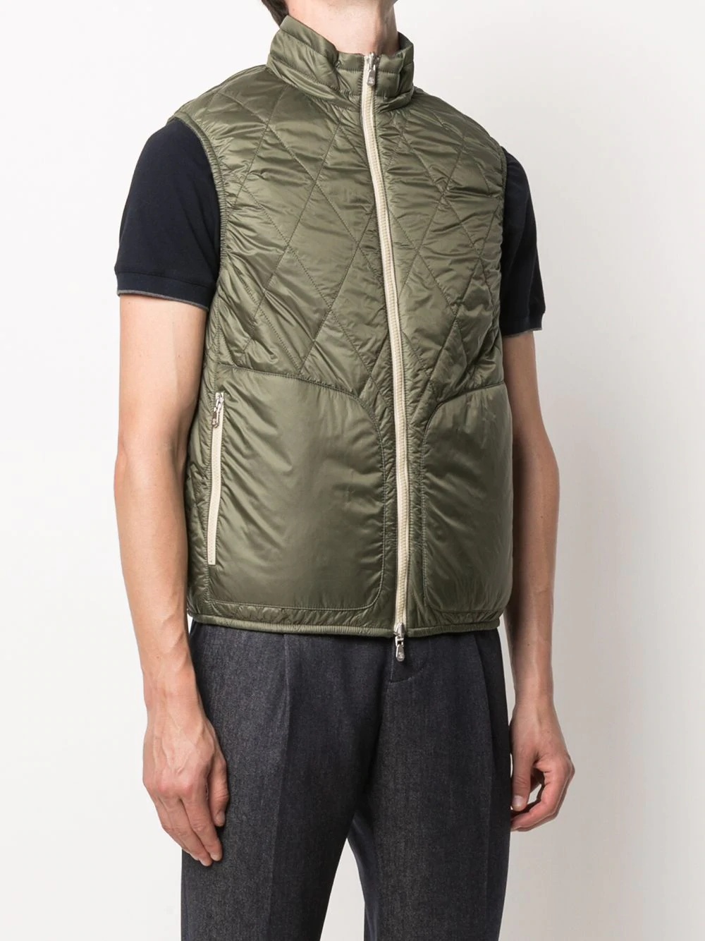 zipped quilted gilet - 3