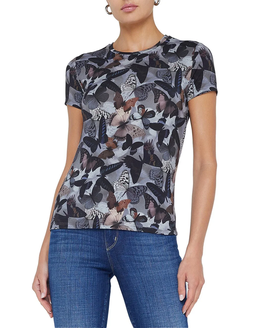 L'AGENCE Ressi Crew Butterfly T-Shirt - 1