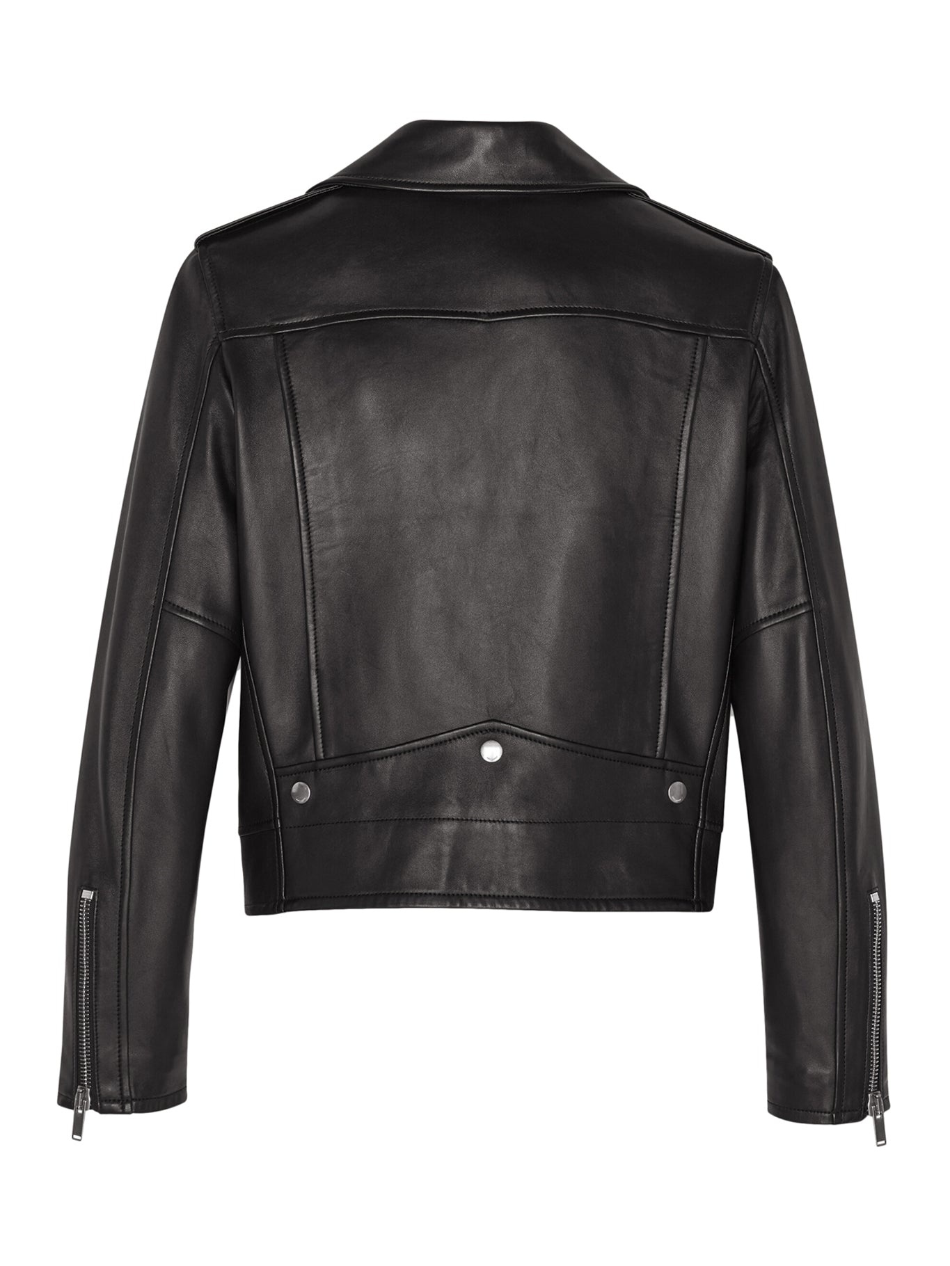 BLACK LEATHER MOTORCYCLE JACKET - 2
