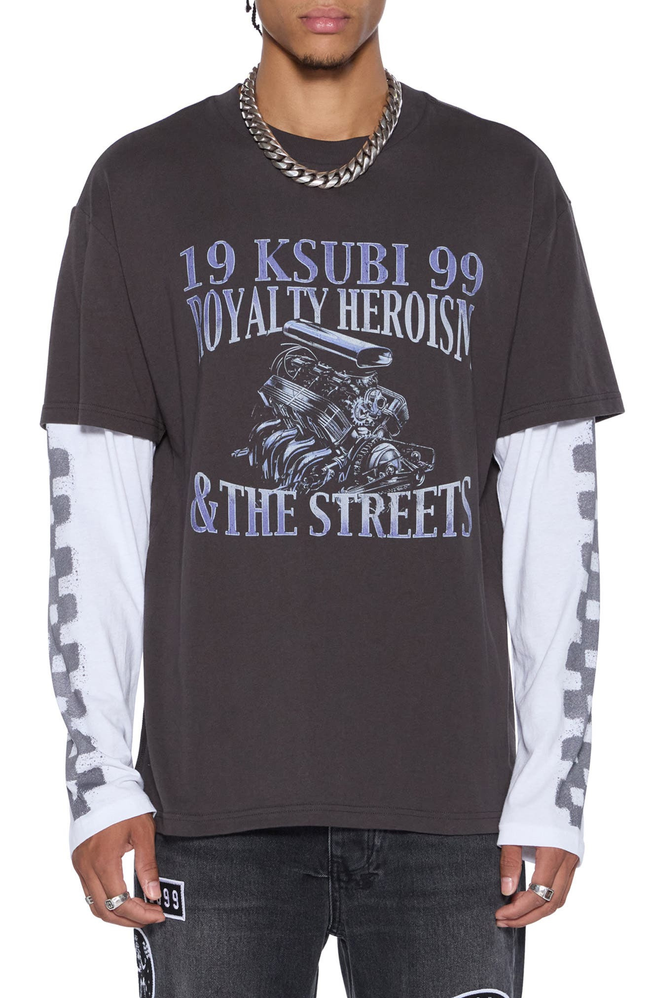 Ksubi Engine Layered Long Sleeve Graphic T-Shirt in Black at Nordstrom - 1