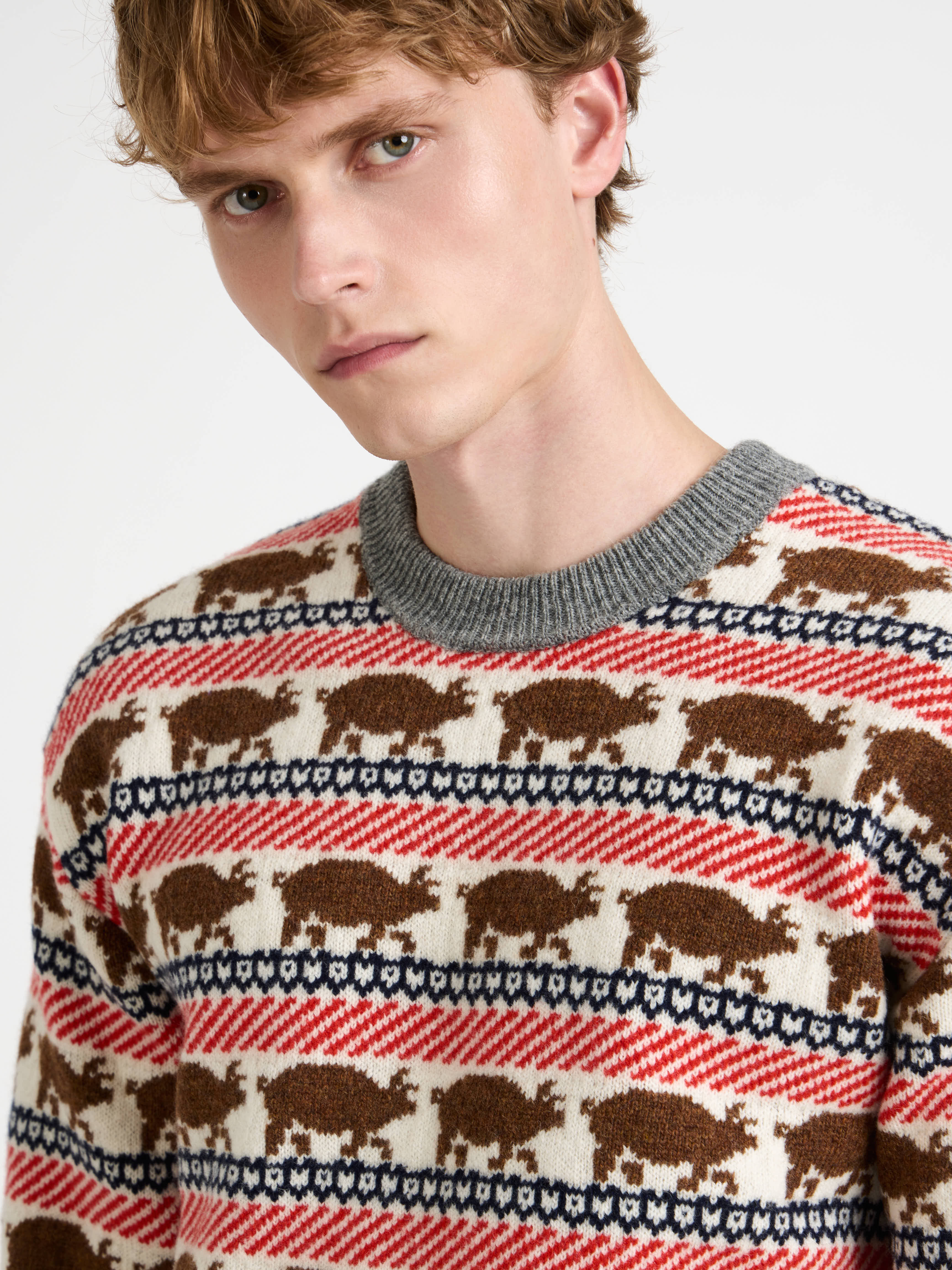 FAIRISLE 'PIG' JUMPER IN RED - 10