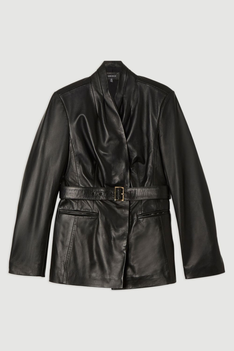 Leather Belted Tailored Blazer 1