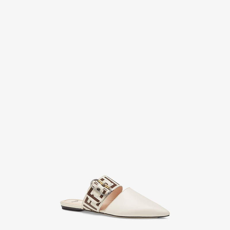 FENDI White leather sabot outlook