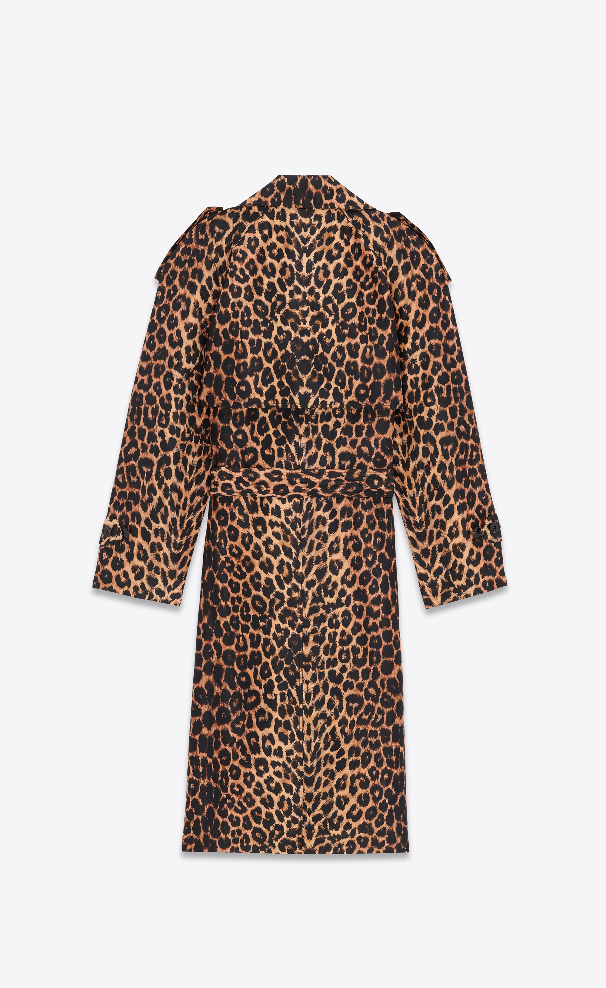 trench coat in leopard silk taffeta - 3