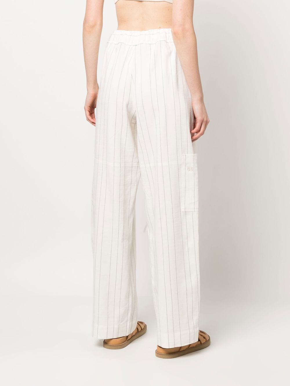 wide-leg striped trousers - 4