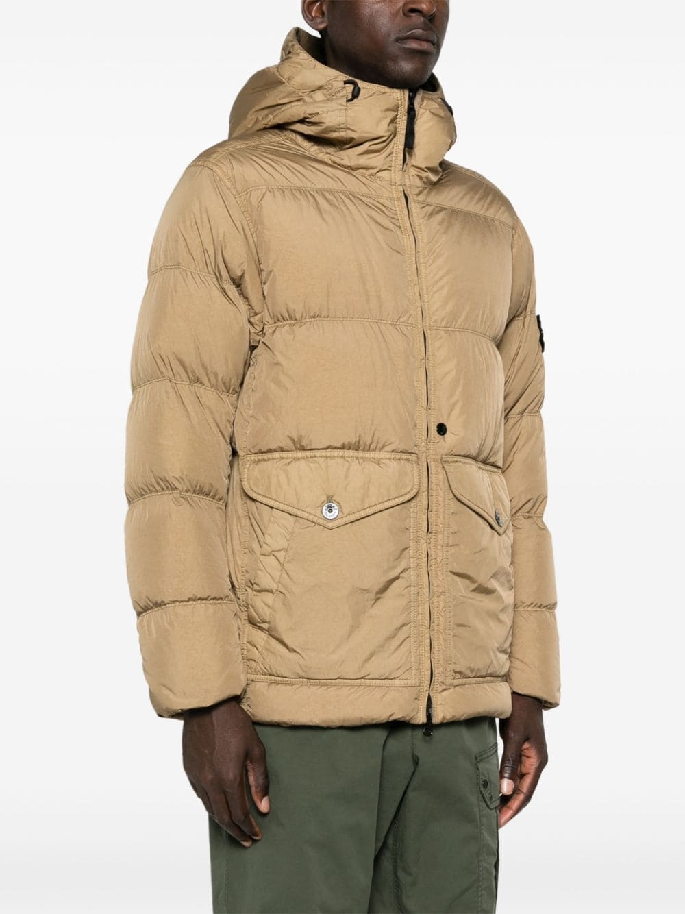 Compass-badge hooded padded jacket - 3