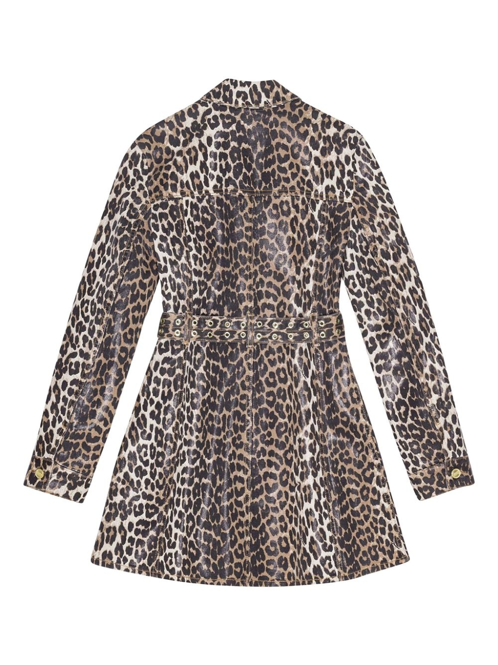 leopard-print denim dress - 6