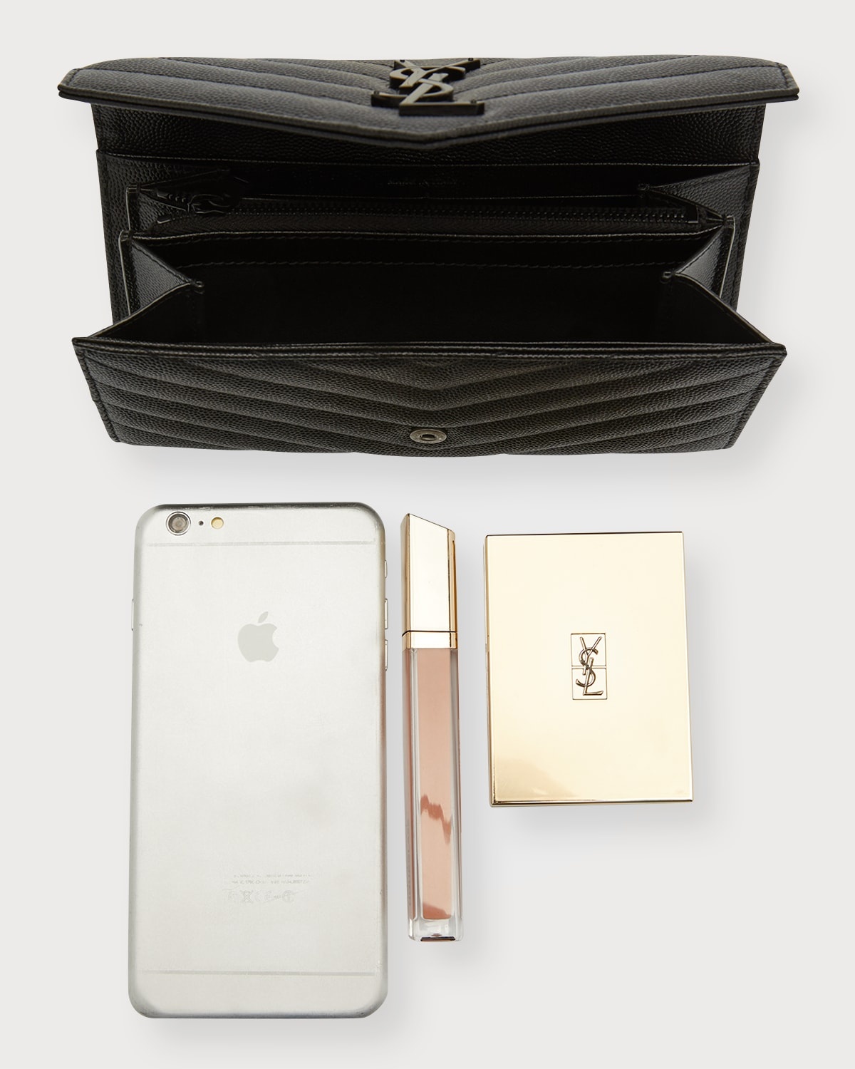 SAINT LAURENT YSL Monogram Large Flap Wallet in Grained