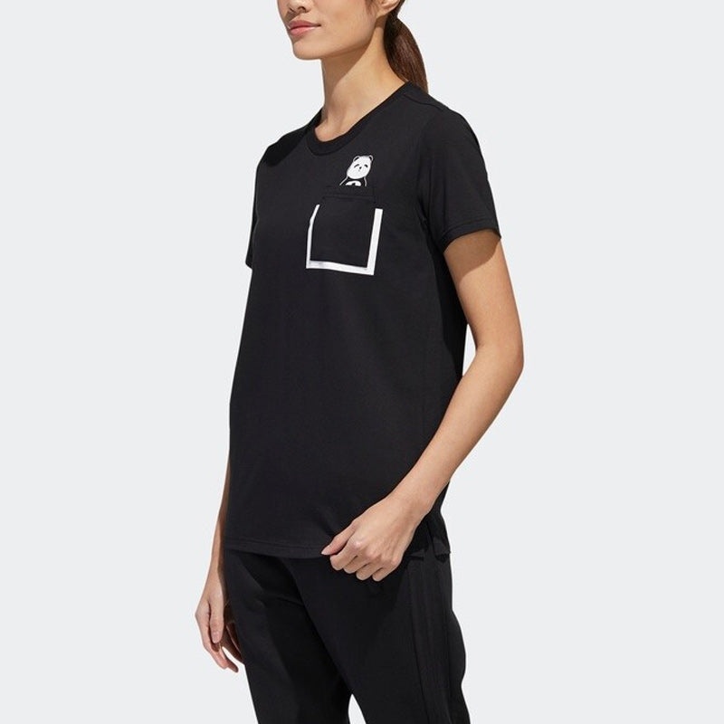 (WMNS) adidas Panda Pocket T-Shirt 'Black' GL5646 - 5