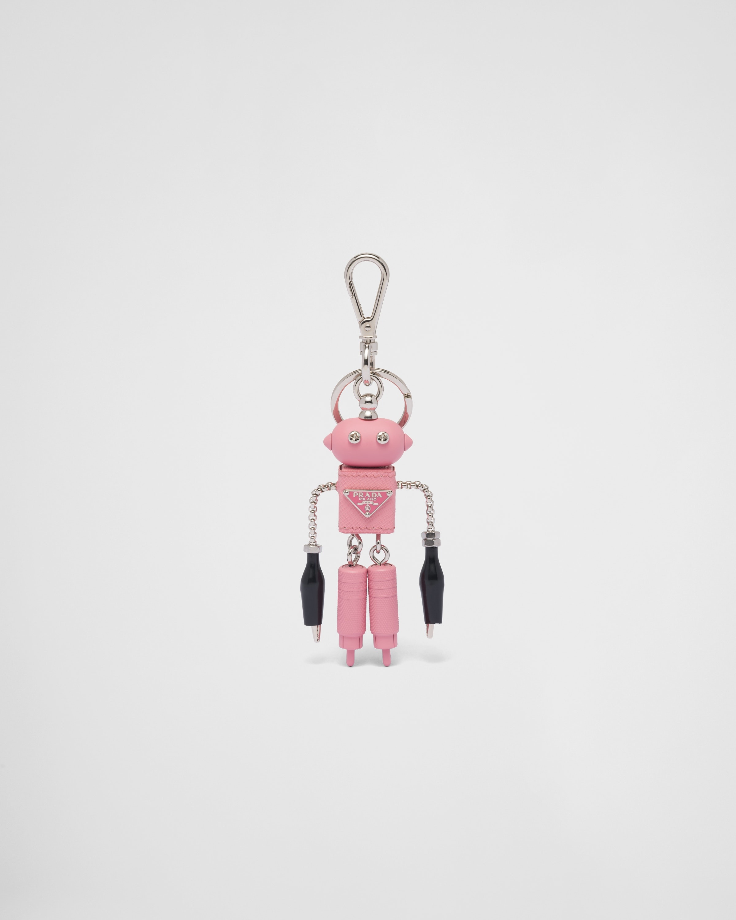 Saffiano leather robot trick keychain - 1