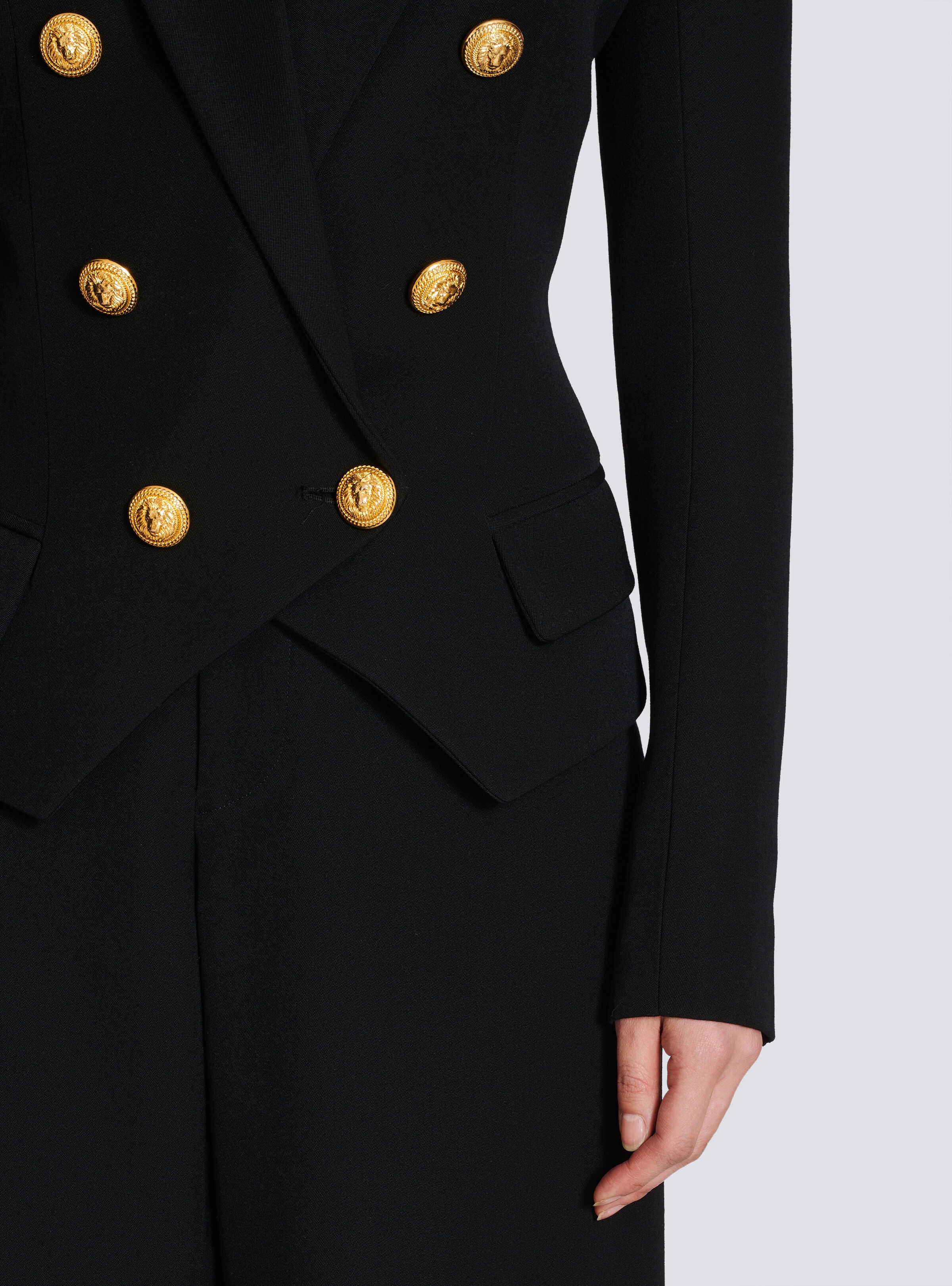 Wool double-breasted blazer with badge - 9