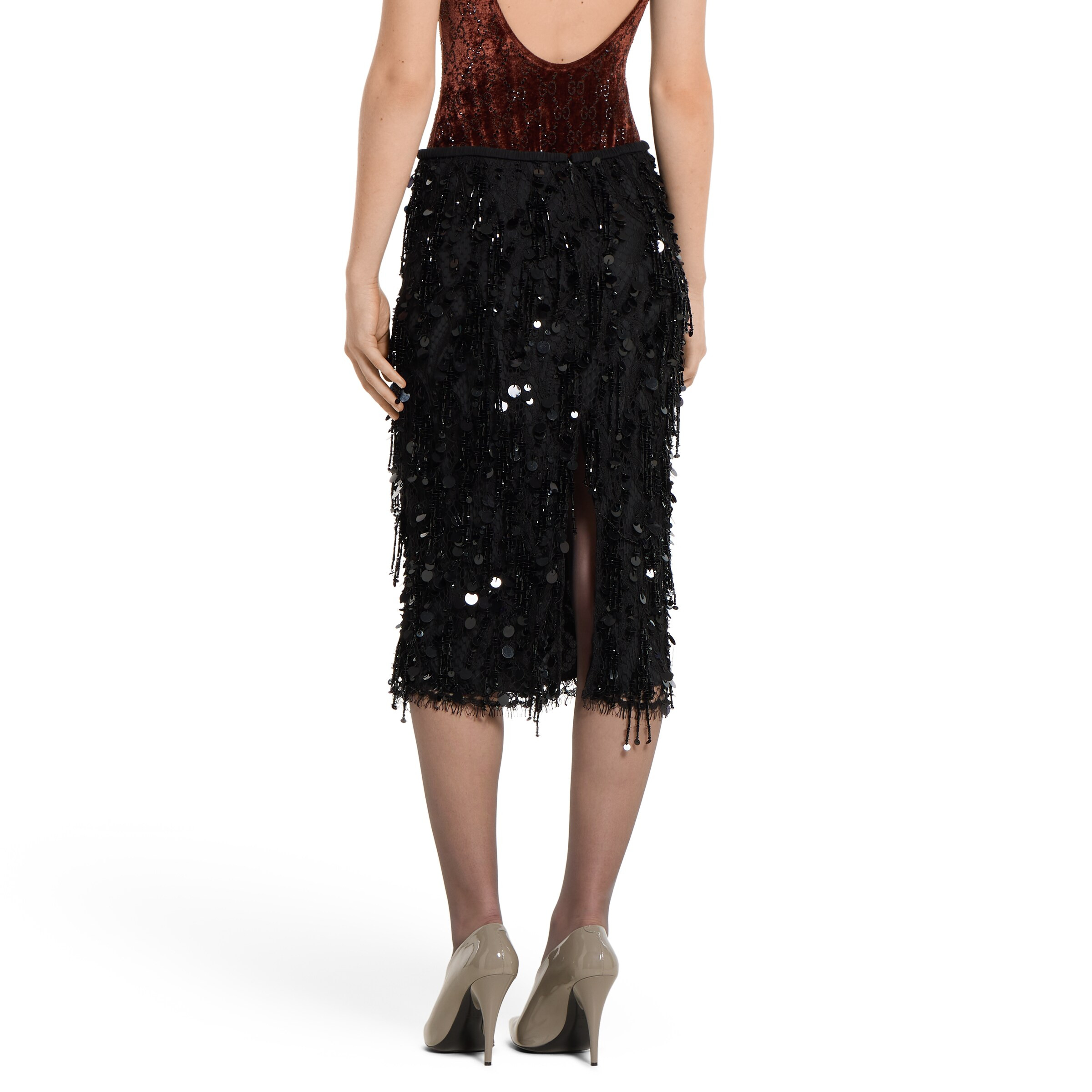 Sequin embroidered lace skirt - 4