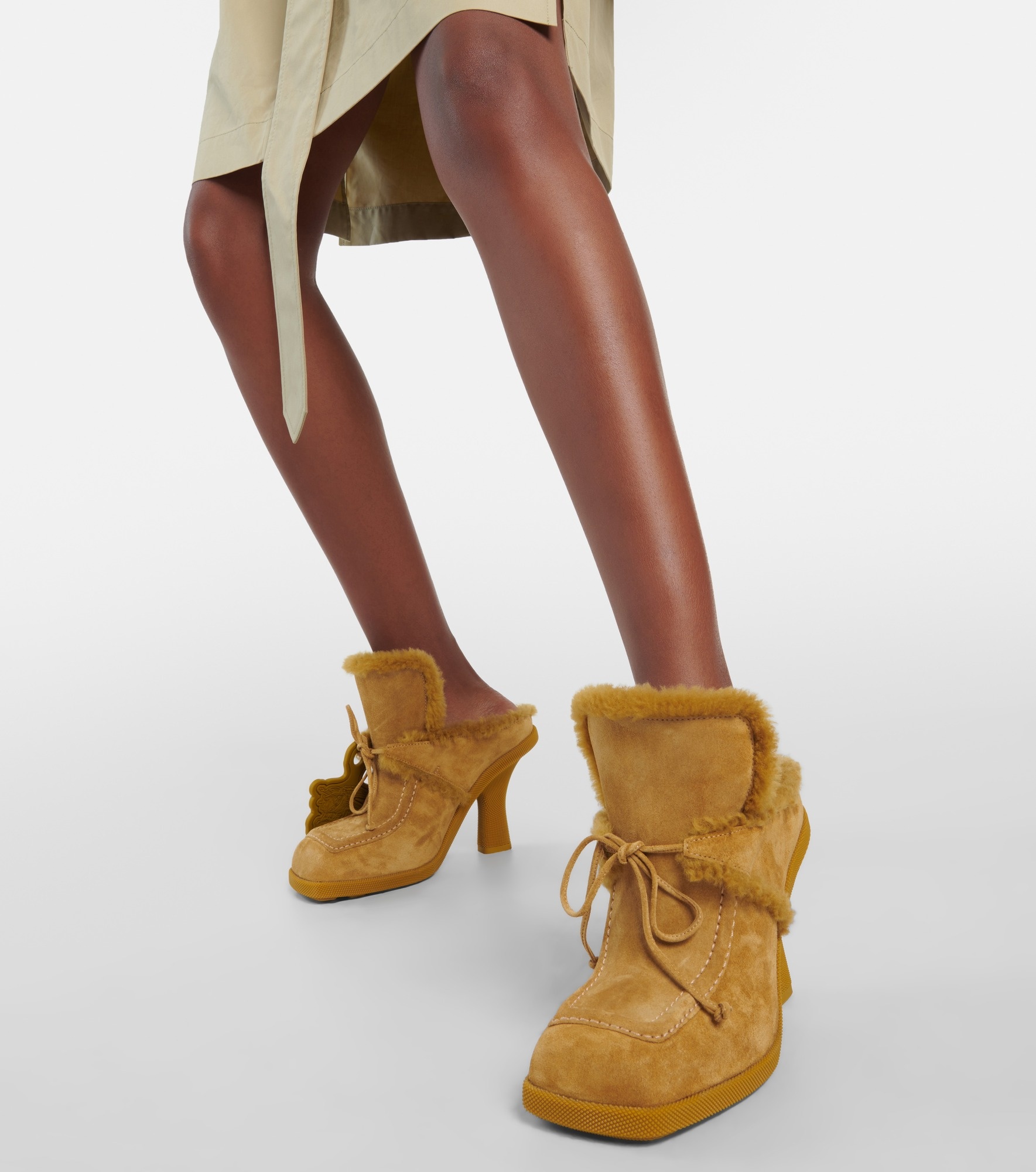 EKD shearling-lined suede mules - 4