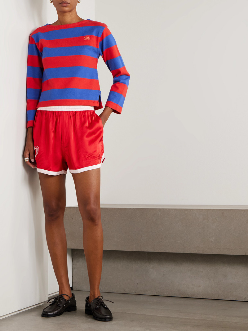 BODE Embroidered Two-tone Satin Shorts outlook