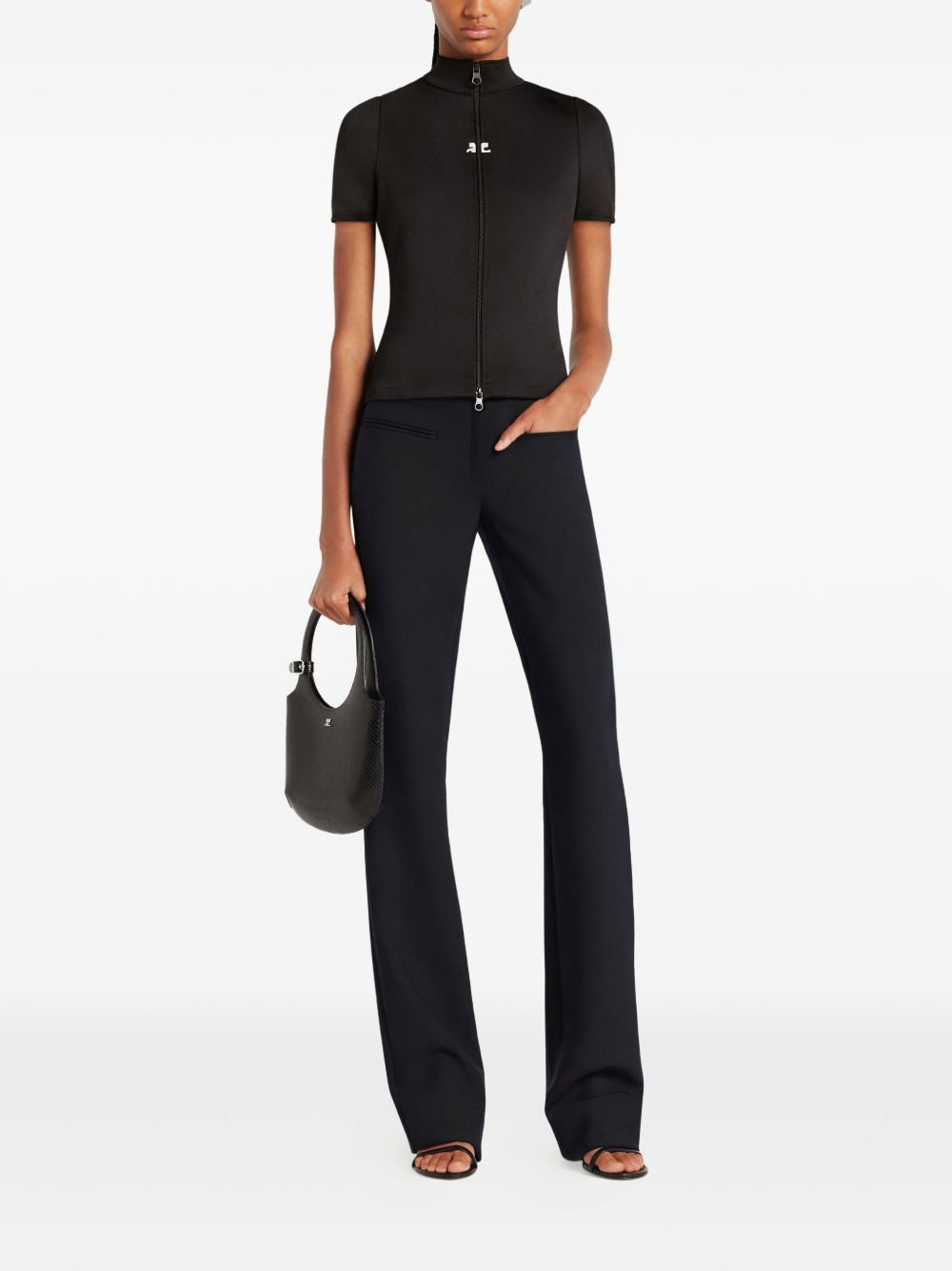 zip-up short-sleeve top - 3