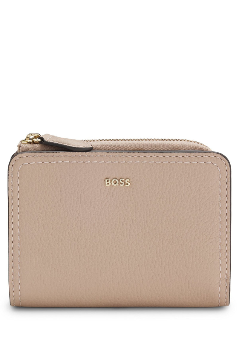 GRAINED-LEATHER WALLET WITH METALLIC LOGO LETTERING 1