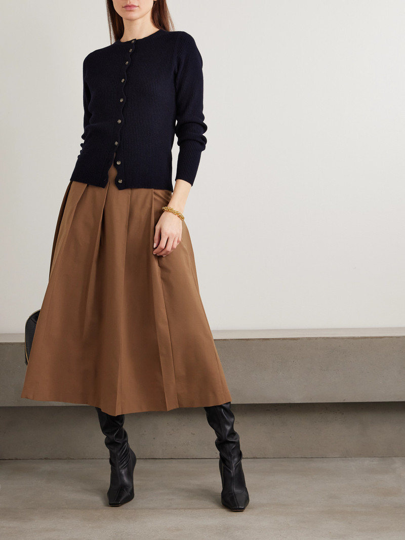 Allude Scalloped Ribbed Wool And Cashmere-blend Cardigan outlook