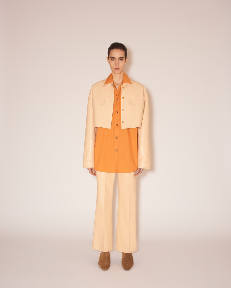 Nanushka MARTE - Regenerated leather merrow-stitch jacket - Eggshell outlook