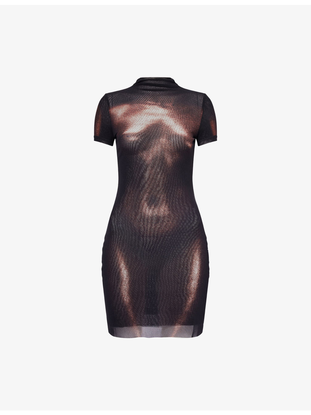 Slim-Fit High Neck Woven Mini Dress - 1