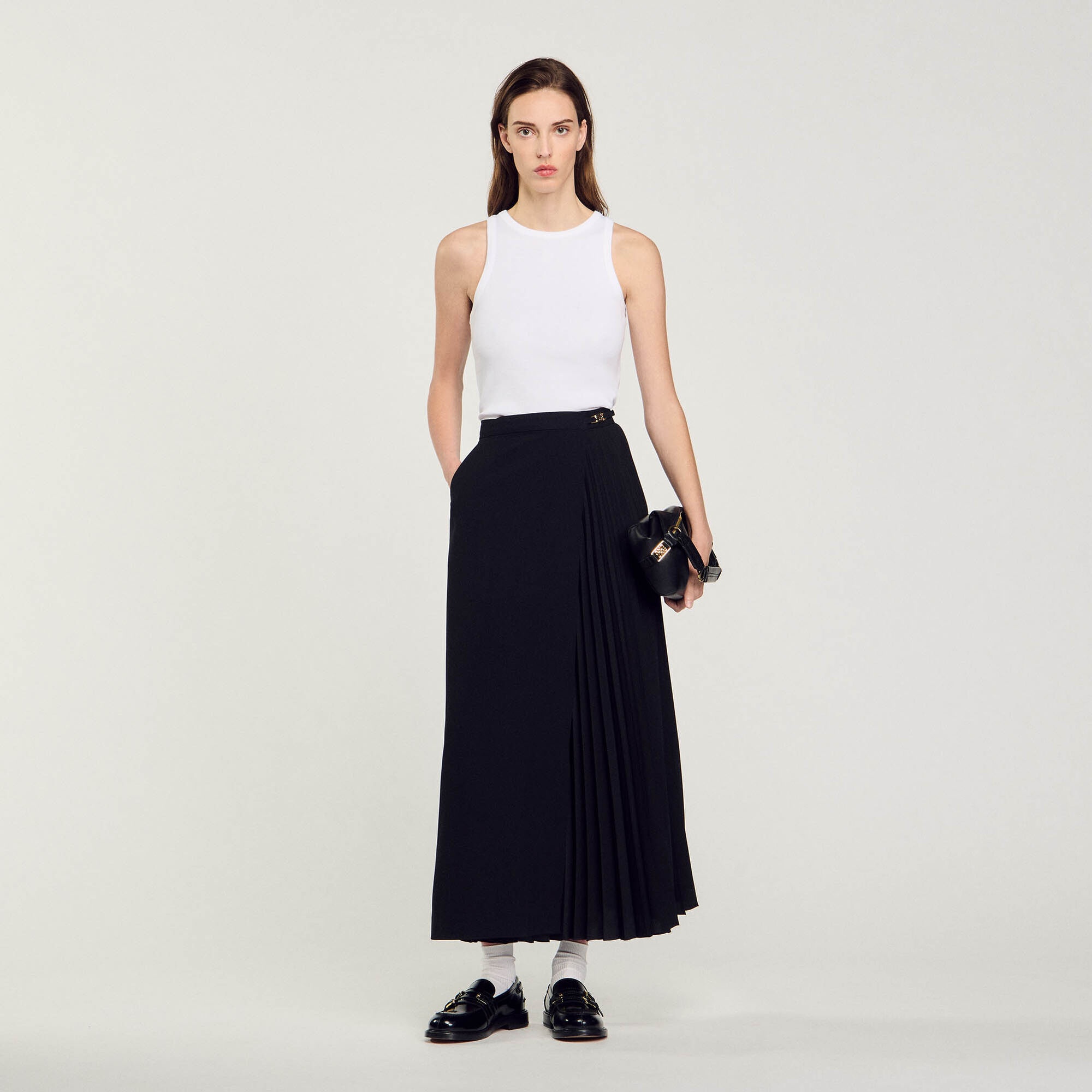 CURB CHAIN BUCKLE PLEATED SKIRT - 2