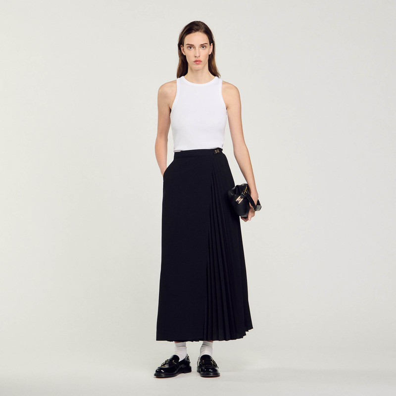 Sandro CURB CHAIN BUCKLE PLEATED SKIRT outlook