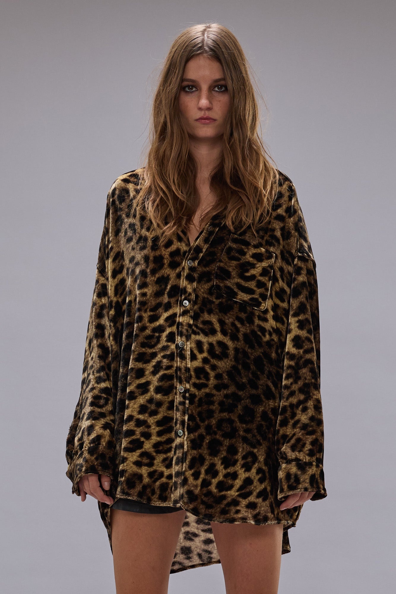 DROP NECK SHIRT - LEOPARD VELVET - 2