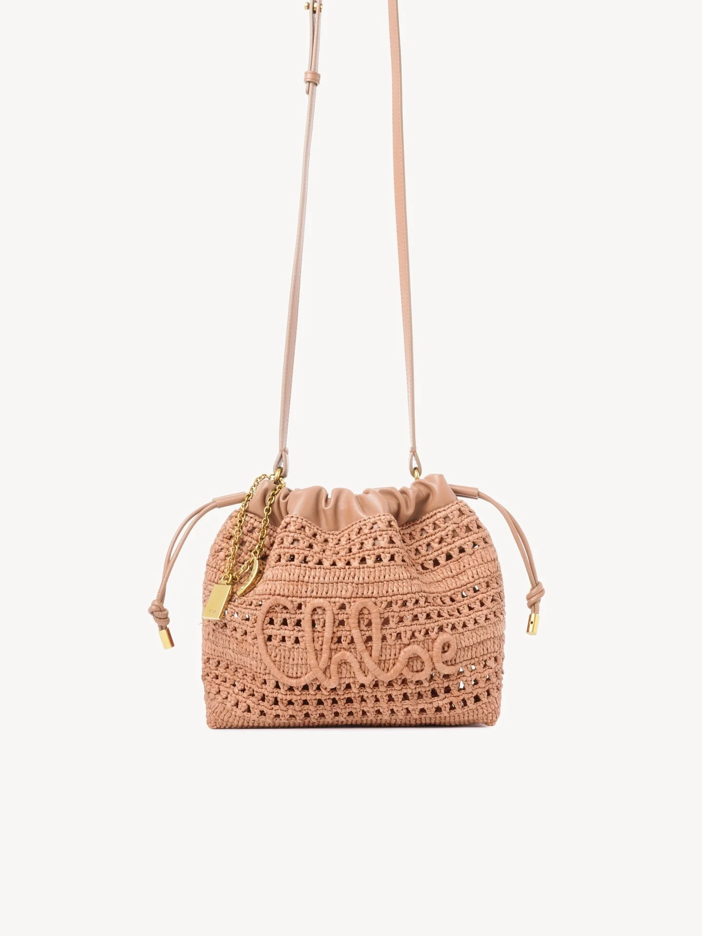 MINI SUMMER BANANA DRAWSTRING SHOULDER BAG IN RAFFIA - 1