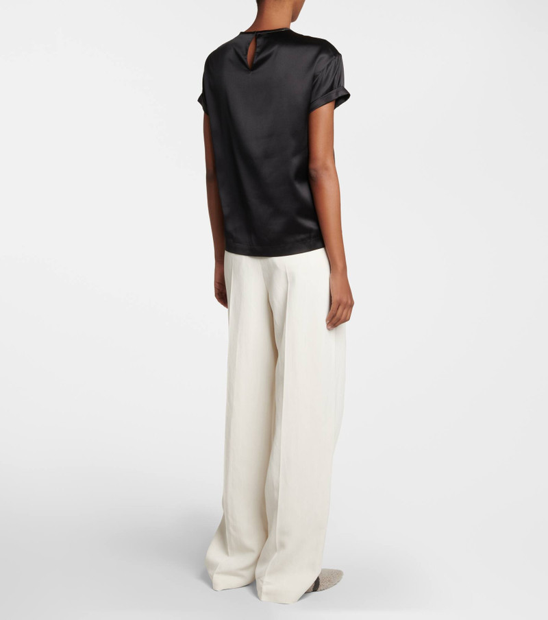 Embellished silk-blend satin T-shirt 3