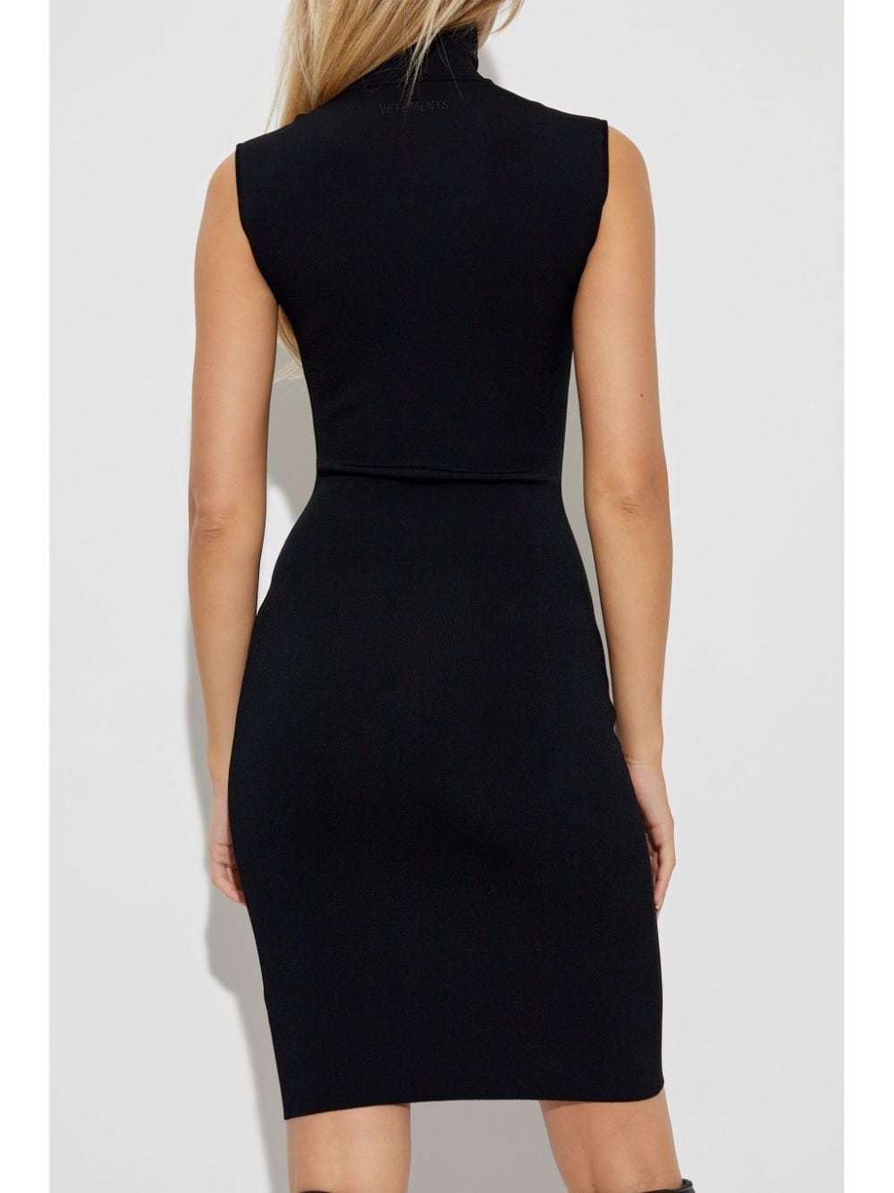 high-neck fitted minidress - 4