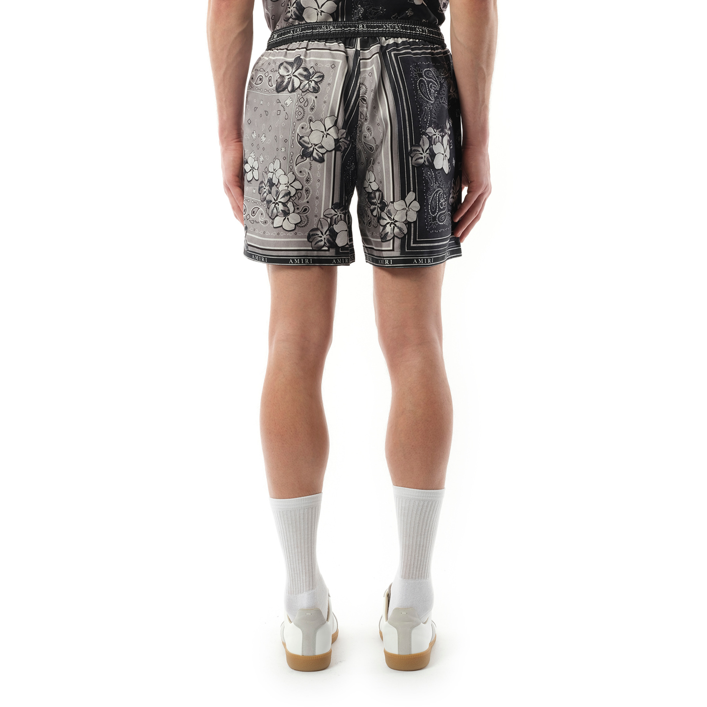 Bandana Floral Shorts in Black - 6