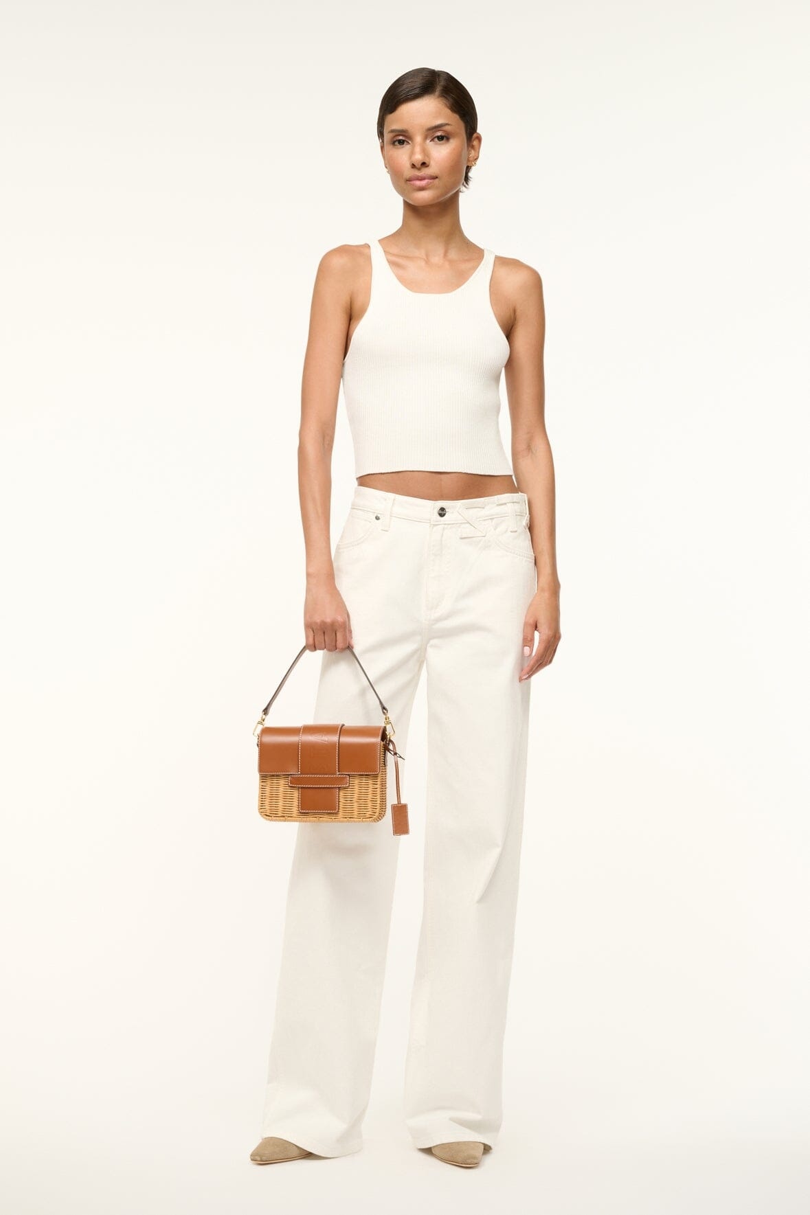 STAUD CHARLI WICKER CROSSBODY BAG NATURAL - 7