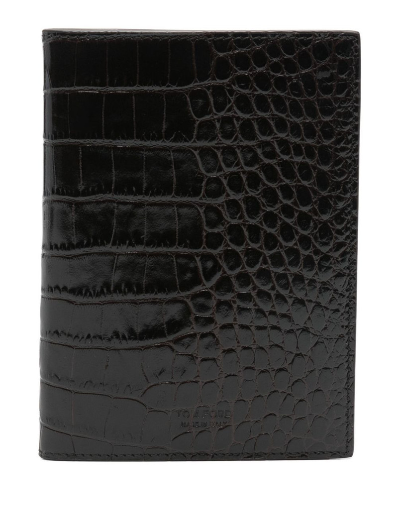 crocodile-effect leather wallet 1