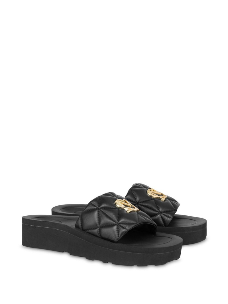 Moschino quilted leather slides outlook