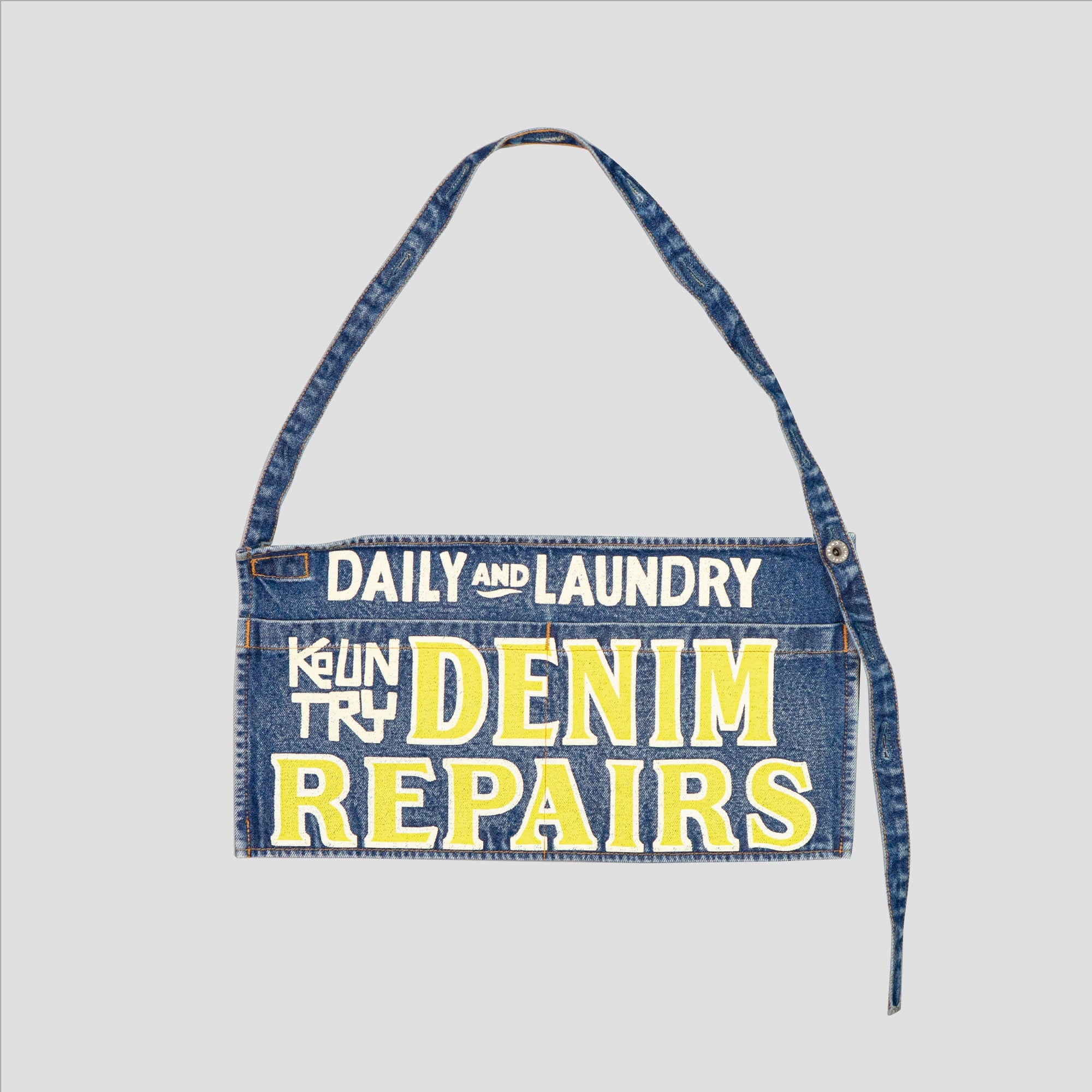 13oz DENIM DAMAGED SHORT APRON BAG (DENIM REPAIR) - 1