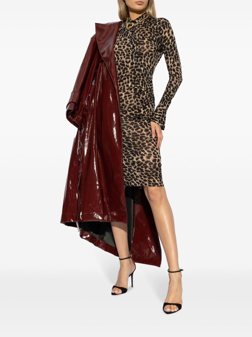 leopard-print wool dress - 2