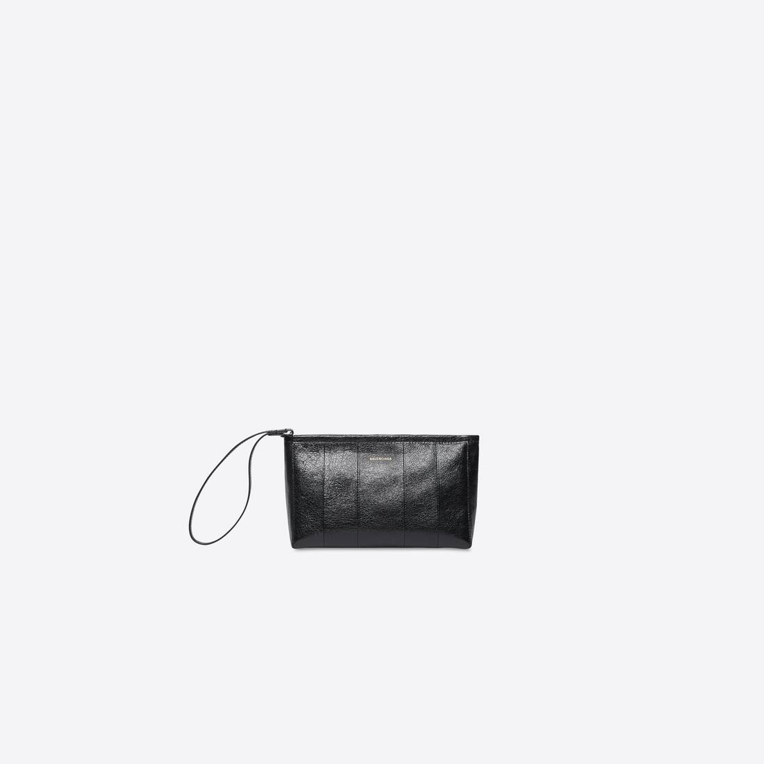 Barbes Small Zip Pouch With Handle in Black - 1