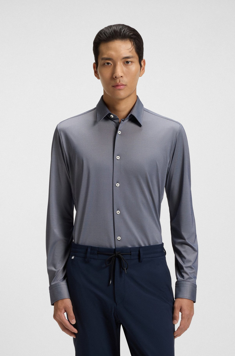 SLIM-FIT SHIRT IN PERFORMANCE-STRETCH STRUCTURED FABRIC 2